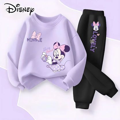 Long Sleeve Children's Clothing Sets, Spring New Disney Girls' Pullover, Long Pant Two Piece Suit.