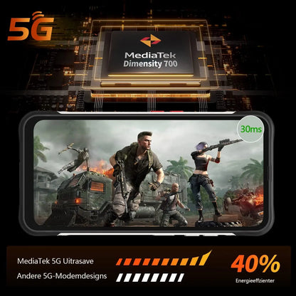 Ticktock-S Slim Rugged 5G Smartphone, 8GB 256GB Cell Phone, 5200mAh Dual Screen Mobile Phone 64MP Camera