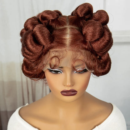 Ginger Full Lace Handmade Bantu & Dreadlock Braided Wig with Baby Hair | Synthetic Braided Wig for Black Women