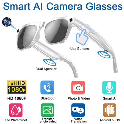4K HD Color Changing AI Smart Glasses, Chat GPT,100MP Camera, Bluetooth, Call Voice Assistant Control, Smart Glasses 2026 New.