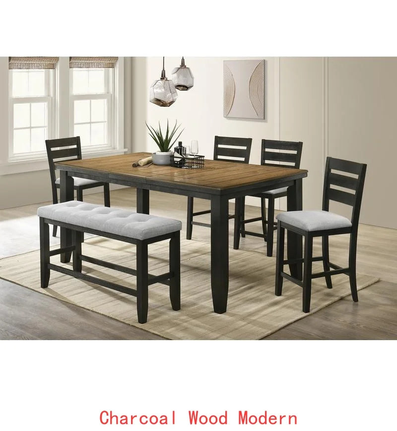 Bennox 5 Piece Counter Height Dining Set, Includes Table & 4 Barstools, Brown