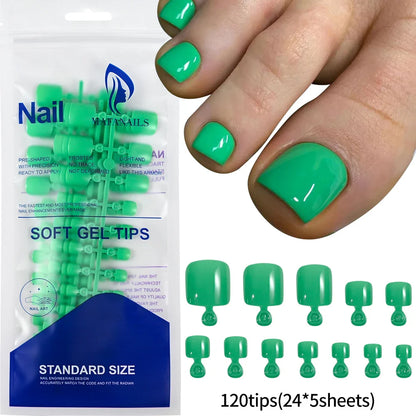 100PCS Short Square False Toenail Tips, Full Cover Acrylic Nail Art.
