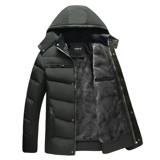 Men -15 Degree Thicken Warm Parkas Hooded Fleece Men Jackets.