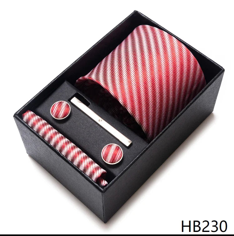 8 cm Wide Tie Sets Blue Solid Men's Neck Tie Handkerchief Cufflinks Clip Gift Silk Handmade