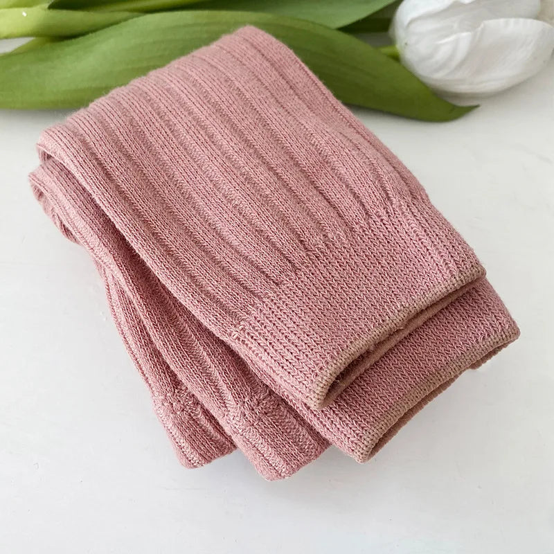 1-6 Years Girls Toddler Baby Basic Ribbed Sweater and Leggings, Footless Tights.