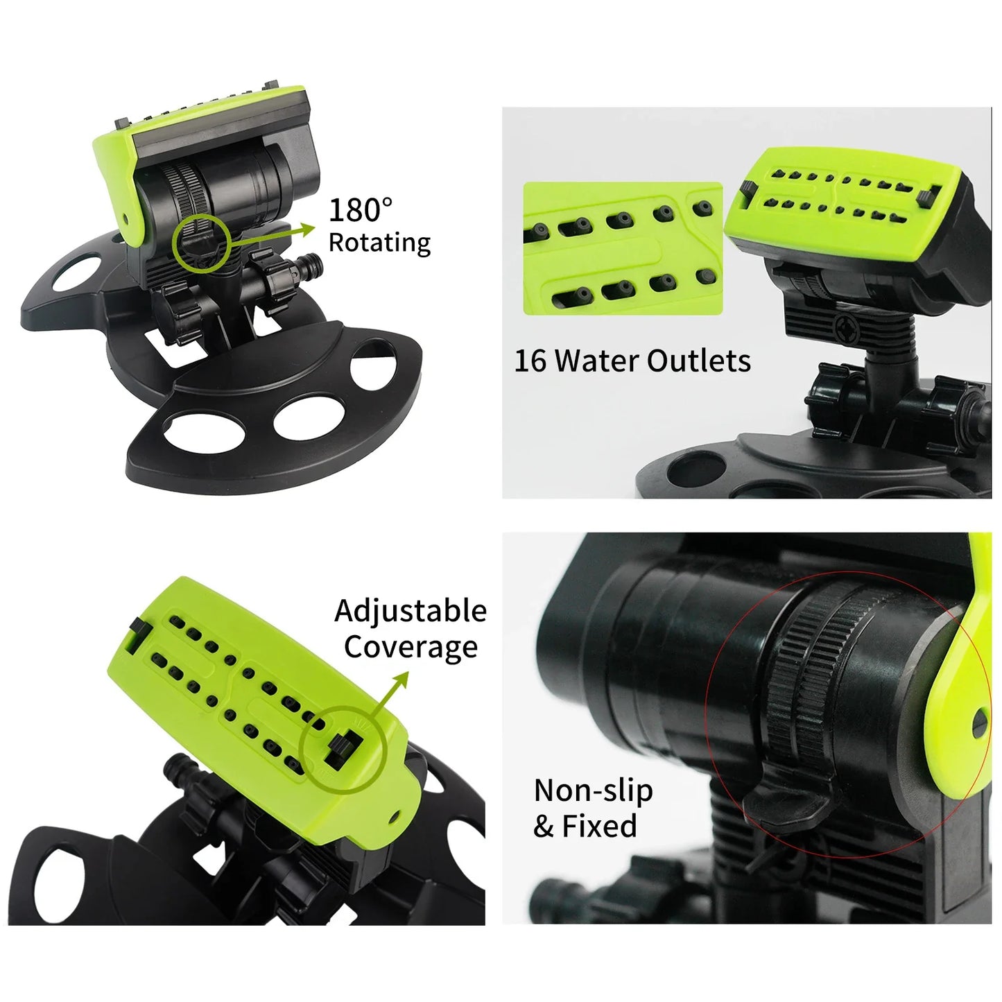 16 Holes 180° Rotating Garden Lawn Sprinkler Large Coverage Area