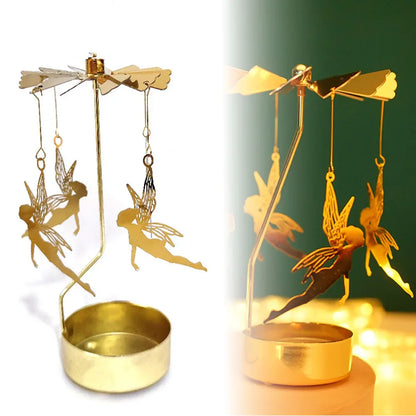 Spinning Tealight Holder, Aluminum Alloy Carousel Heat Powered, Rotating Candle Display.