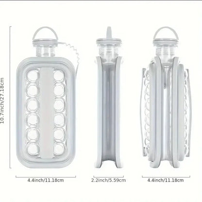 Portable 2-in-1 Folding Ice Maker Water Bottle, Creative Ice Cube Mold.