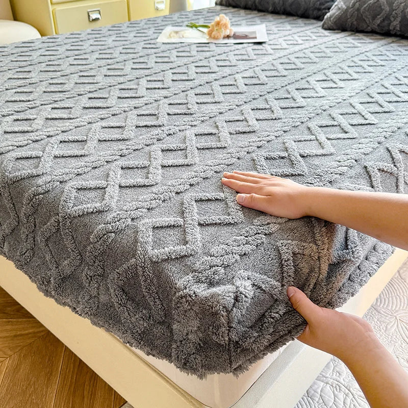 1pc Winter Warm Bed Sheet with Elastic Band Single/Queen/King Mattress Cover.