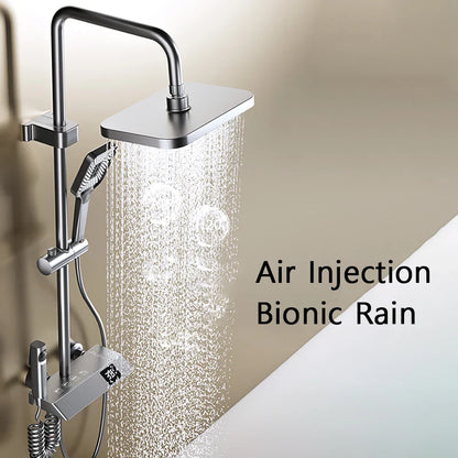 Bathroom Shower Full Set, Black White Gray Bathtub Shower, Digital LED Hot Cold Faucet