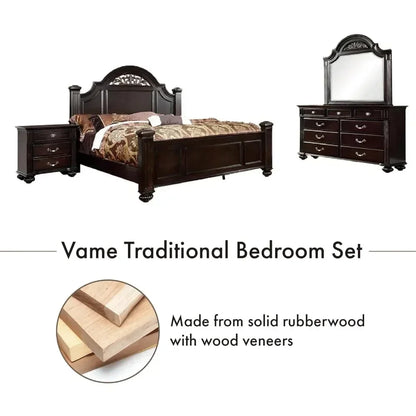 Hot sales 24/7 Shop at Home Syracuse 6-Piece Traditional, Solid Wood Bedroom Set with Chest, Mirrored-Dresser and 2 Nightstands.