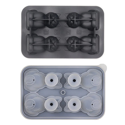 3D Cat Ice Cube Mold With Funnel Silicone, 4 Cavity Cat Ice Cube Trays For Whiskey, Wine, Cocktail.
