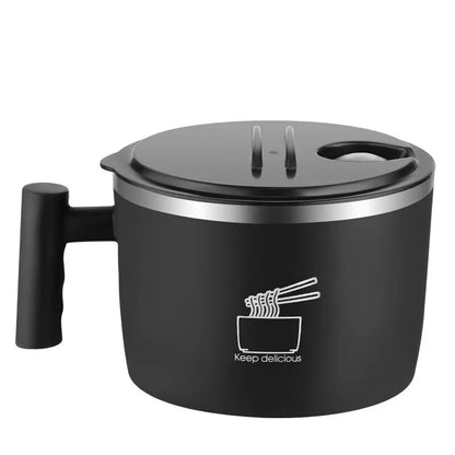 Stainless Steel Bowl With Lid For Instant Noodles, Sealed And Portable Drain Bowl For Kitchen.