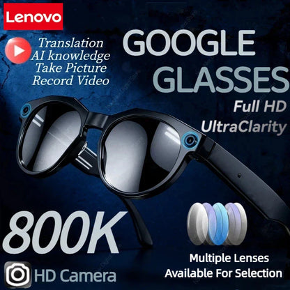 Lenovo 8KHD AI Smart Glasses, Men Chat GPT 800MP Camera, Bluetooth Translation ,Voice Assistant Control Sunglasses.