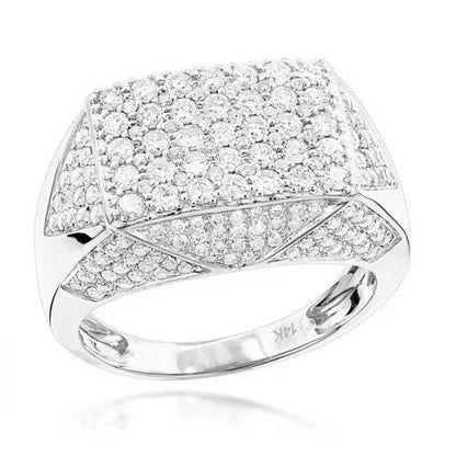 Hip Hop Style Trendy Men Rings, Iced Out Bling Cubic Zirconia Geometry Ring.