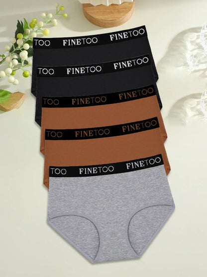 FINETOO 5PCS Cotton Seamless High Waist Underwear, Women's Belts Panties Low Waist, Plus Size Lingerie New.
