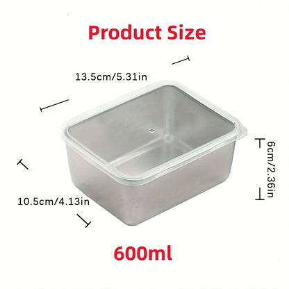 6-Piece Stainless Steel Food Storage Containers Set With Lids - Leakproof, Stackable & Reusable For Camping, Picnics, School.