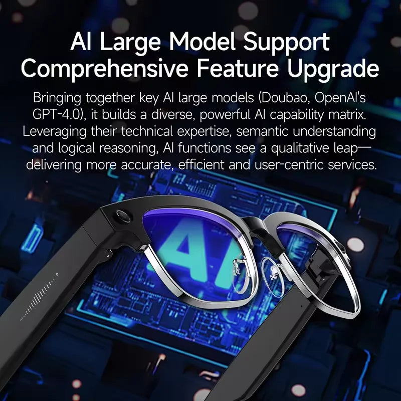 New1080P Anti-shake, Video Recording, 800W HD Smart Glasses,100+Language Translation, WIFI Transmission Call, AI Chat Glasses.