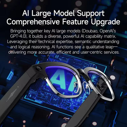 New1080P Anti-shake, Video Recording, 800W HD Smart Glasses,100+Language Translation, WIFI Transmission Call, AI Chat Glasses.