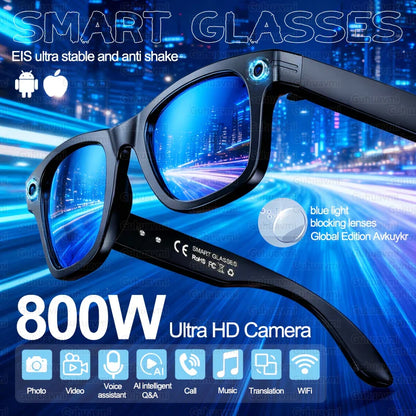 2026 New Upgrade Smart Glasses, With Camera, Video Recording, AI Photo Recognition, Bluetooth Call, Translation Voice, Sunglasses Man.