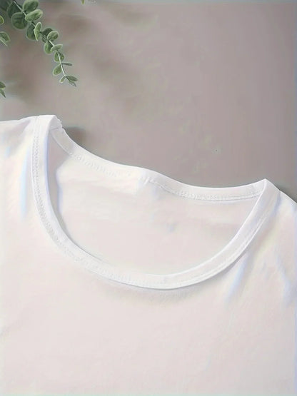 Simple Red Spider Printing Crop Tops Summer Women's ,Slim-fit T-Shirt Female Clothes.