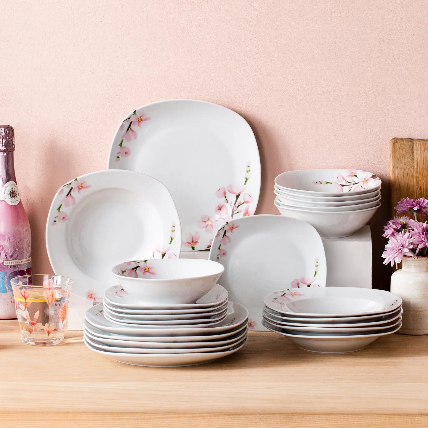 48-Piece Porcelain Ceramic Tableware Dinner Plate Set with Bowl, Dessert Plate, Soup Plate, Dinner Plate for 12 Person.