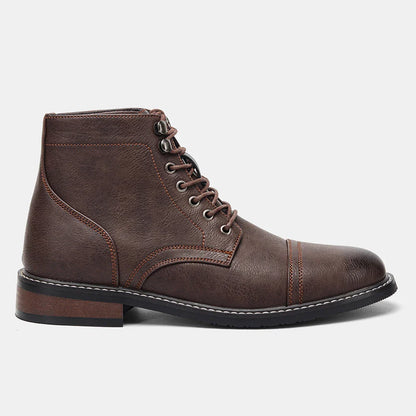 Brogue Chelsea Men's Boots | American Style Comfortable Fashion Leather Boots (Low Heel)