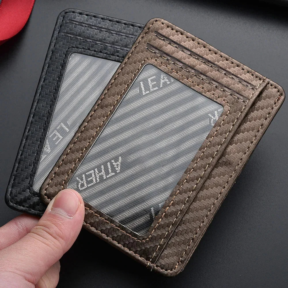 Anti-RFID Men's Slim Wallet - Minimalist PU Leather, Front Pocket ID/Credit Card Holder, with Magic Anti-Theft Protection.