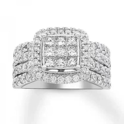 Hip Hop Style Trendy Men Rings, Iced Out Bling Cubic Zirconia Geometry Ring.