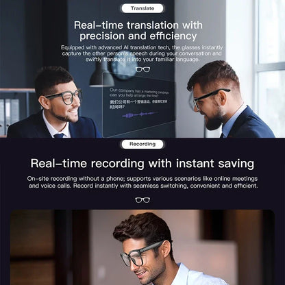 2026 4K HD AI Smart Glasses, New Bluetooth Call, Voice Assistant Control, Chat GPT, 800MP Camera, AI Translation Sunglasses Men Women.