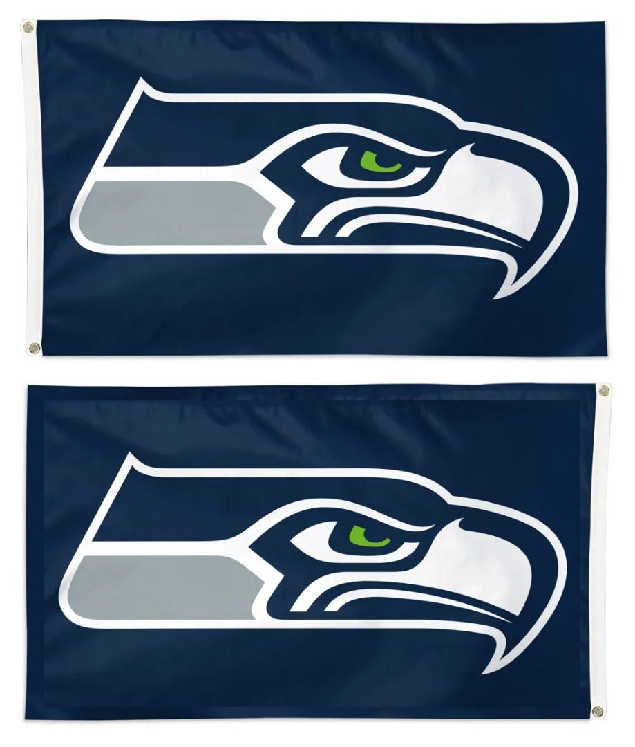 Seattle Seahawks 2 Sided Flag 12x18 Blue
