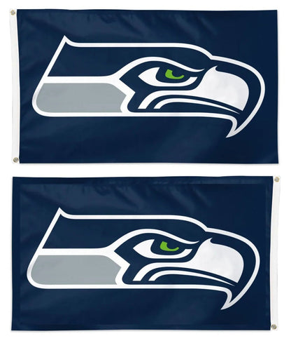 Seattle Seahawks 2 Sided Flag 12x18 Blue