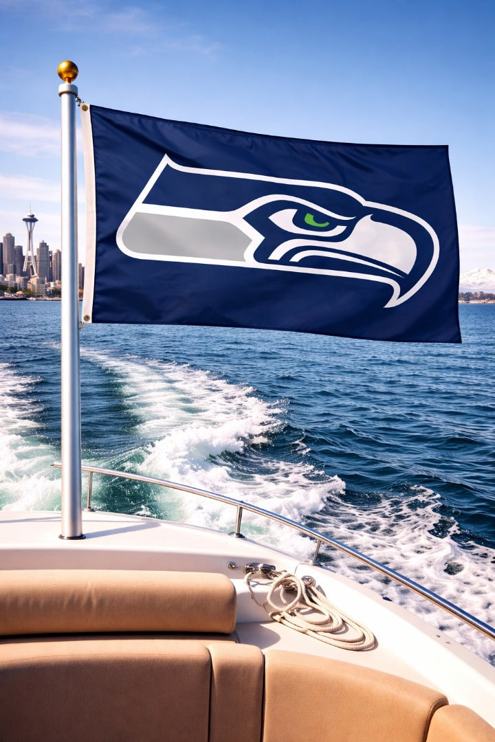 Seattle Seahawks 2 Sided Flag 12x18 Blue