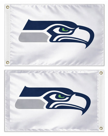 Seattle Seahawks 2 Sided Flag 12x18 White
