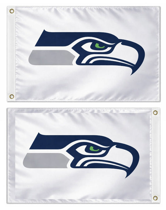 Seattle Seahawks 2 Sided Flag 12x18 White