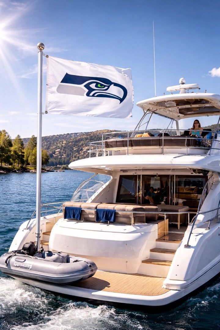 Seattle Seahawks 2 Sided Flag 12x18 White