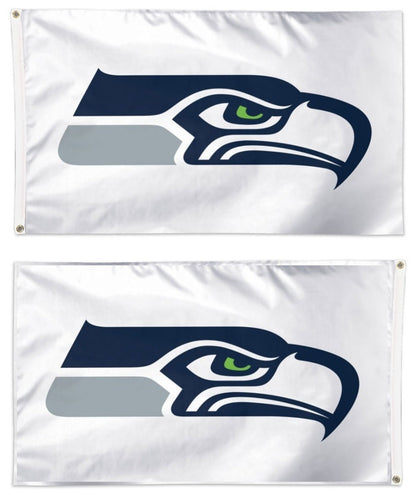 Seattle Seahawks 2 Sided White 3x5 Flag