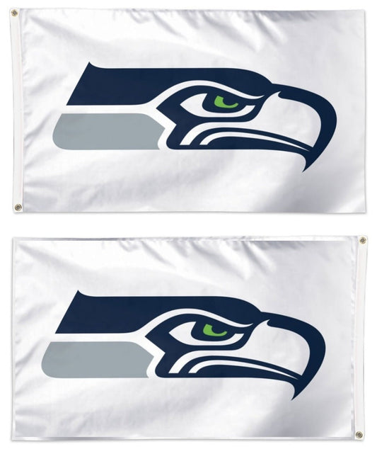 Seattle Seahawks 2 Sided White 3x5 Flag