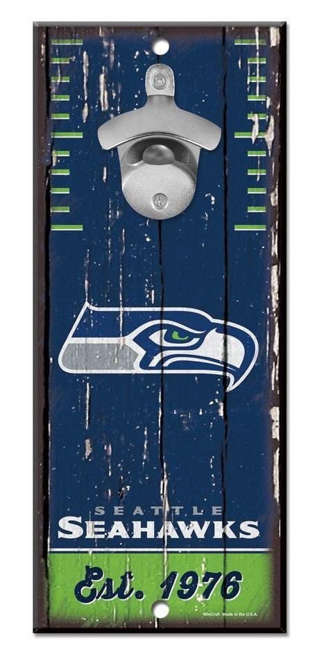 Seattle Seahawks Bottle Opener Wood Sign
