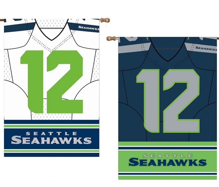 Seattle Seahawks Flag 2 Sided Foil Jersey Vertical Banner