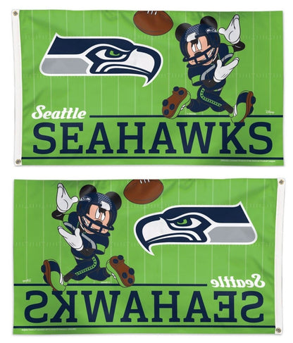 Seattle Seahawks Flag 3x5 Mickey Mouse Football
