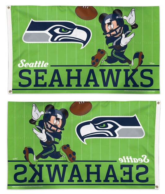 Seattle Seahawks Flag 3x5 Mickey Mouse Football