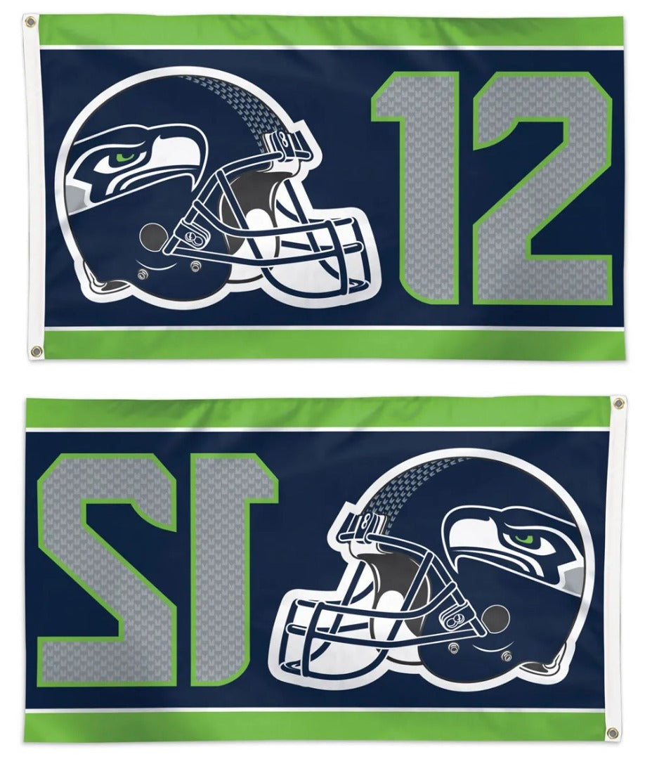 Seattle Seahawks Flag 3x5 Number 12 With Helmet
