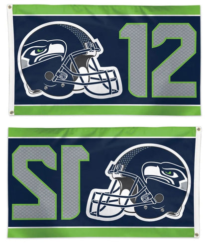 Seattle Seahawks Flag 3x5 Number 12 With Helmet
