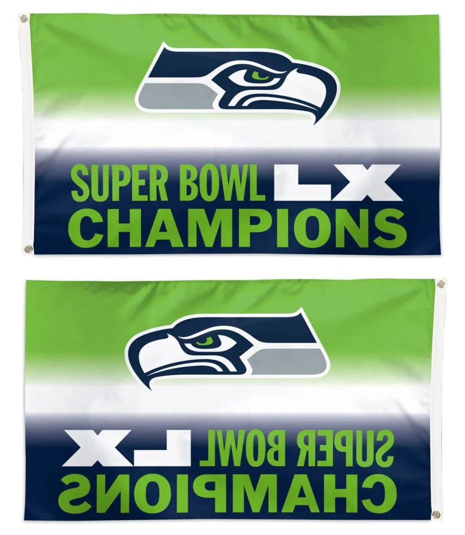 Seattle Seahawks Super Bowl LX Champions 3x5 Flag