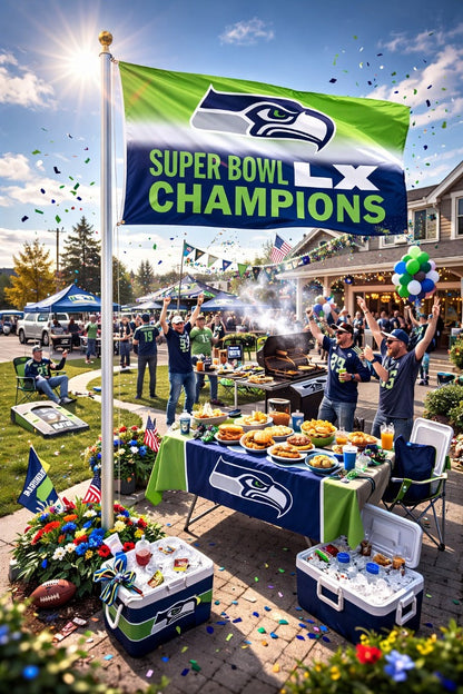Seattle Seahawks Super Bowl LX Champions 3x5 Flag