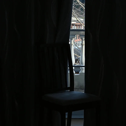 1pc/2pcs Wave and Marble 100% Blackout Curtains, Hot Stamping and Silver Curtains.