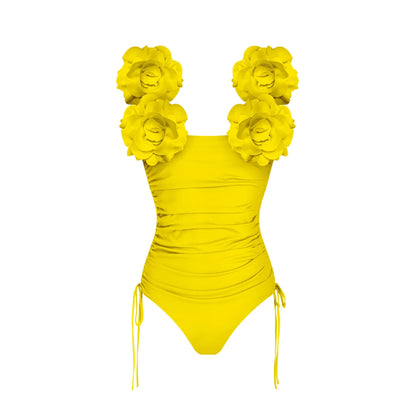 3D Flower Bikini Set  Low Waist Swimwear , Women Solid , Sexy Beach Wear Female.