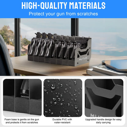 4/6/8 Slot Foam Pistol Rack for Gun Safe, Handgun Rack with Anti-slip Magnetic Strip.