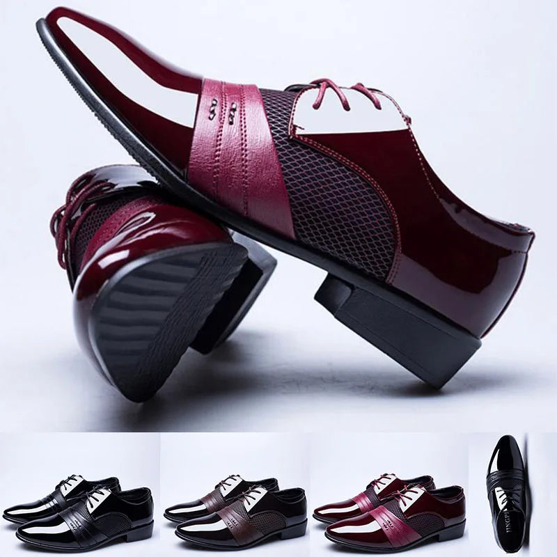 New British Men Leather Shoes, Classic Pointed Toe Formal.